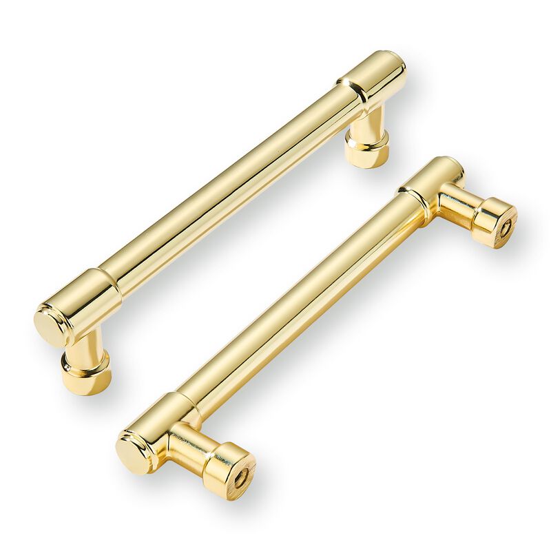 khtumeware 10-Pack 5inch Center to Center Polished Brass Cabinet Pulls Heavy Duty Solid Unlacquered Brass Cabinet Handles for ca