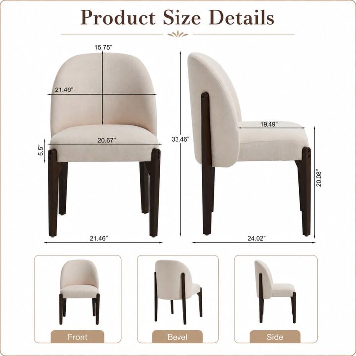GOODSILO Set of 2 Mid-Century Modern Upholstered Dining Chairs, Sturdy Seating for Kitchen, Dining Room and Small Space Use