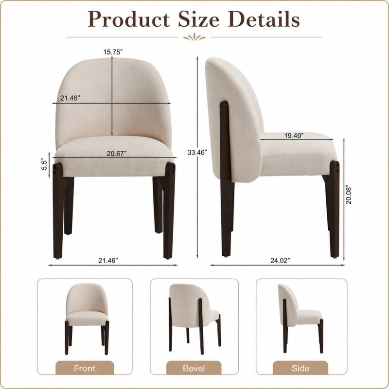 GOODSILO Set of 2 Mid-Century Modern Upholstered Dining Chairs, Sturdy Seating for Kitchen, Dining Room and Small Space Use image number 1