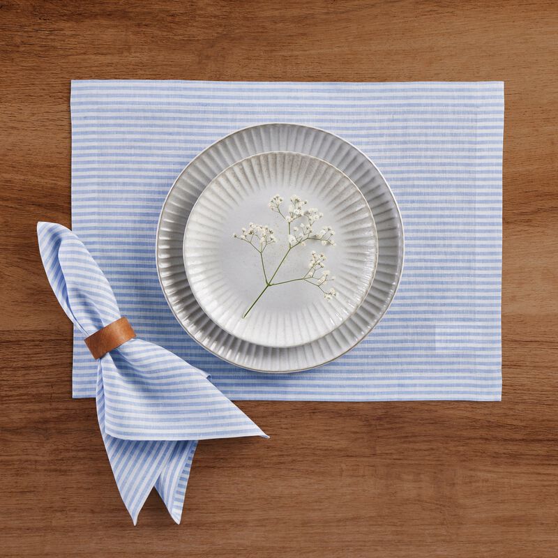 Christmas Linen Dinner Napkins 20 x 20 in Set of 4 - Narrow Stripe, Solino Home