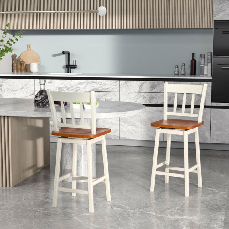 Hivvago 24.5 Inches Set of 2 Swivel Bar Stools with 360&deg; Swiveling