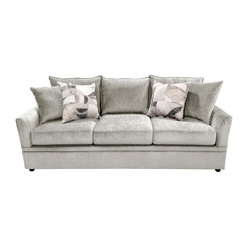 New Classic Furniture Sylvie Polyester Upholstered Sofa in Light Gray