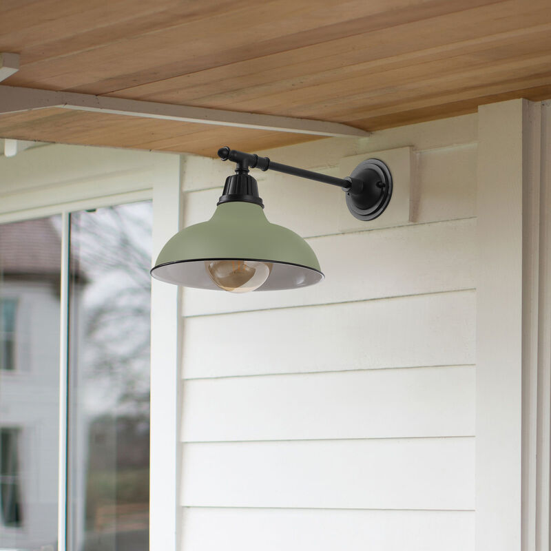 Wallace Farmhouse Industrial Indoor/Outdoor Iron LED Victorian Arm Outdoor Sconce