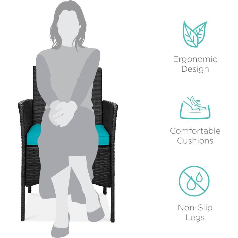 3-Piece PE Wicker Outdoor Seating Patio Furniture Set with Cushions