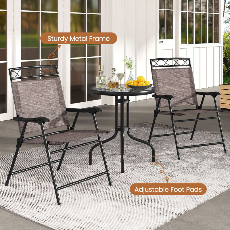 3-Piece Patio Bistro Table and Chairs Set with Built-in Umbrella Hole