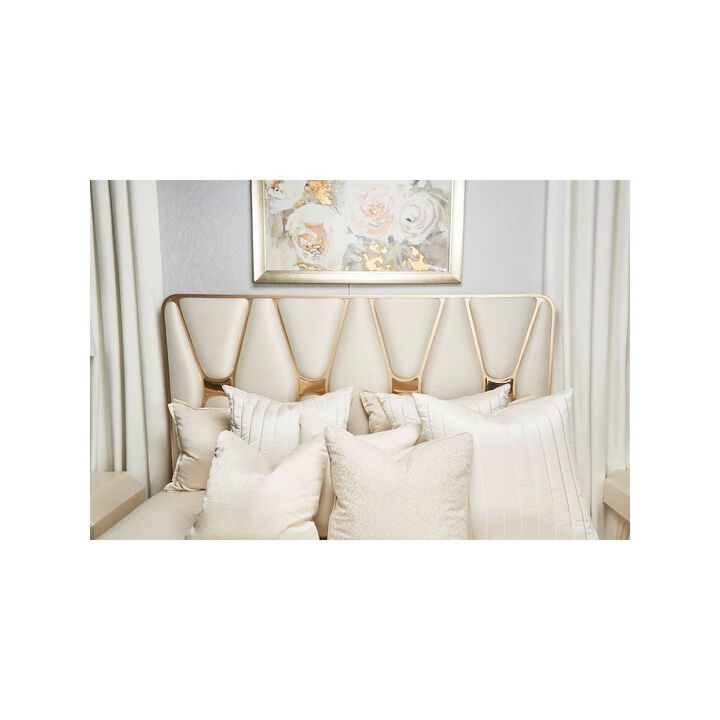 Michael Amini La Rachelle Eastern King Upholstered Panel Bed - Champagne