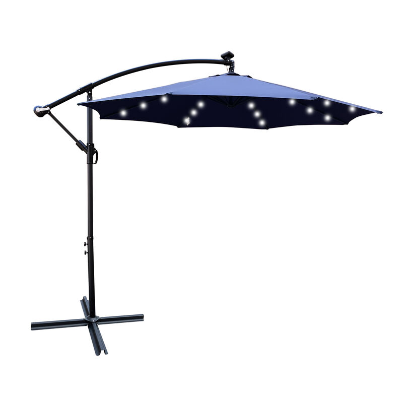Streamdale 10ft LED Solar Patio Umbrella with Crank and Cross Base