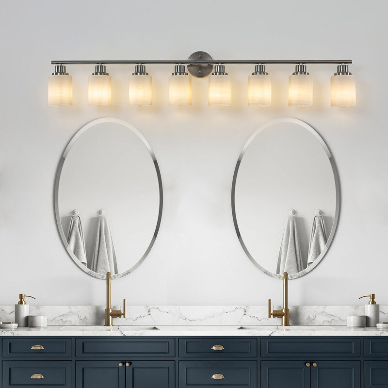ELEMENT ACE 52 Inch 8-Light Vanity Wall Sconce Hardwired Wall Mounted Lighting Fixture with Frosted Glass Shades for Bathroom Hallway Dressing Room Use image number 5