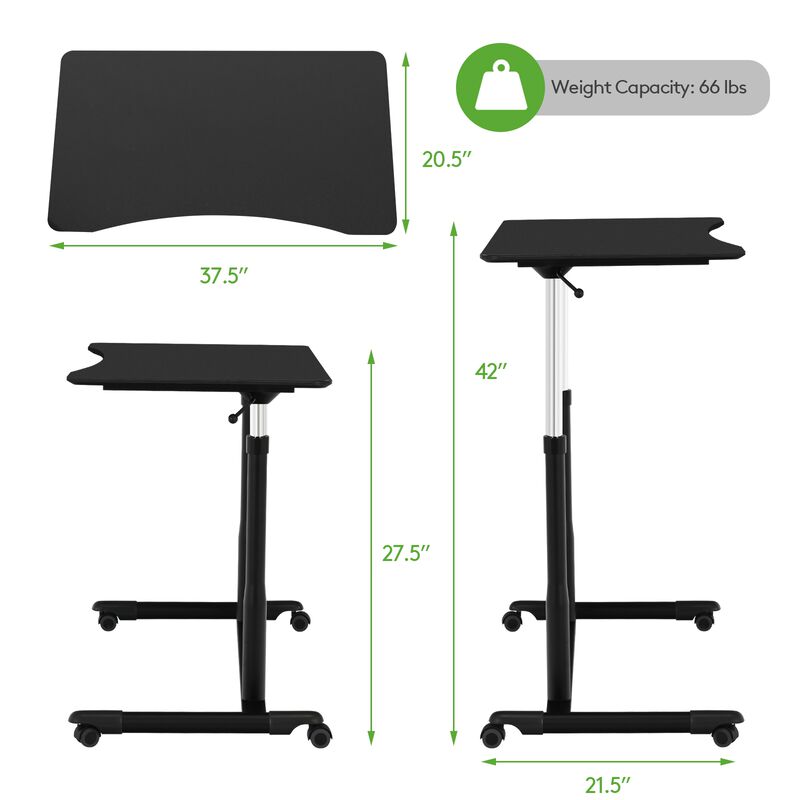 Height Adjustable Computer Desk Sit to Stand Rolling Notebook Table