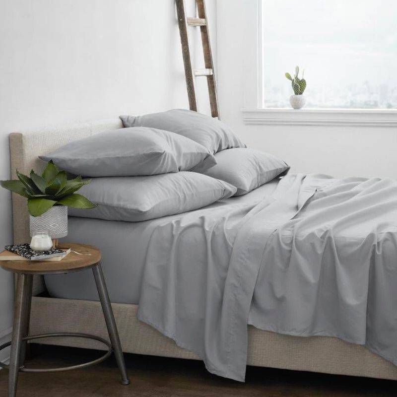 Hivvago Full size Grey 6 Piece Wrinkle Resistant Microfiber Polyester Sheet Set