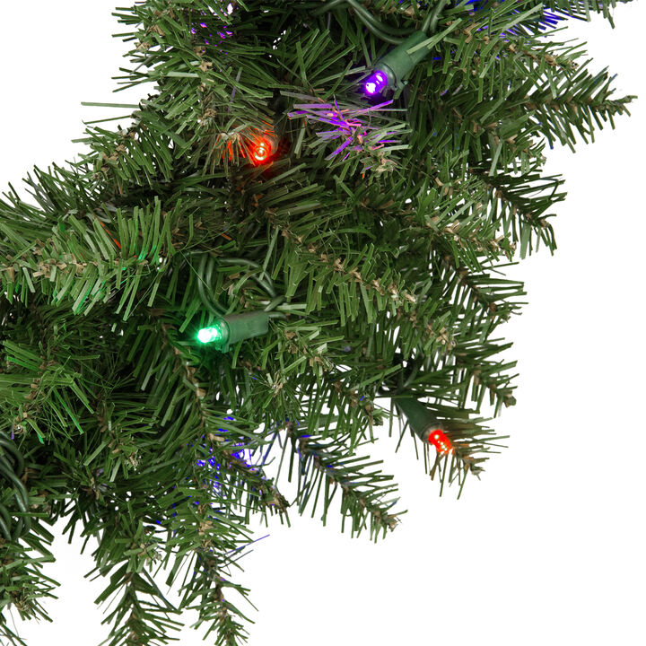 Pre-Lit Rockwood Pine Artificial Christmas Wreath  24-Inch  Multi LED Lights