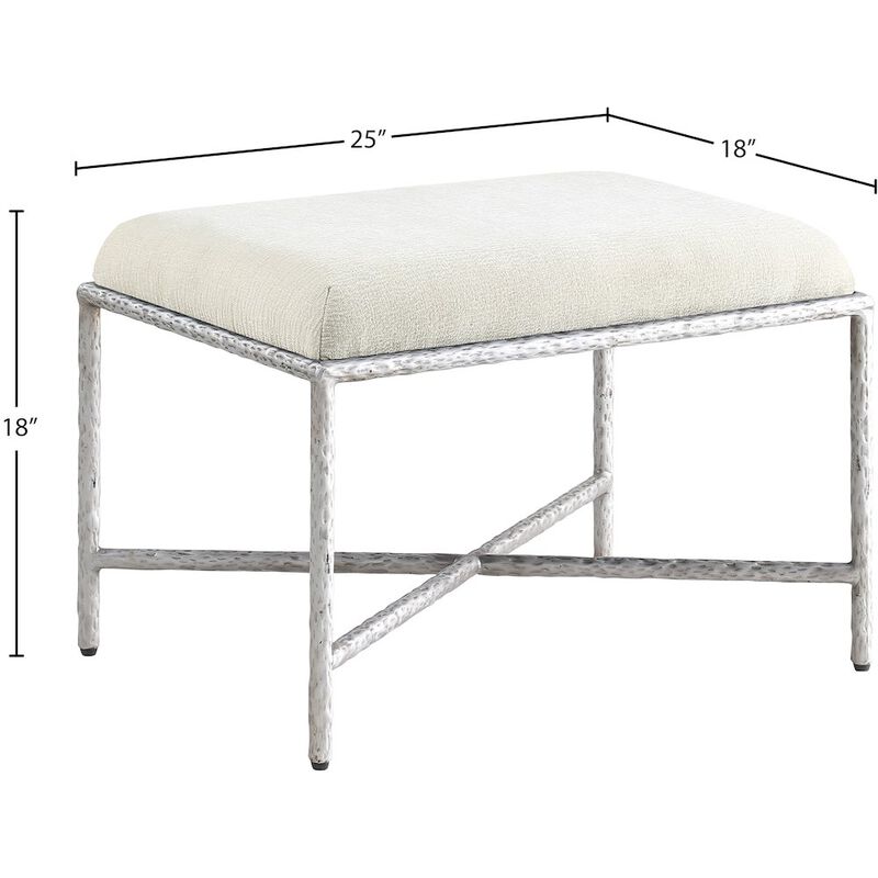 Meridian Furniture Valley Cream Chenille Fabric Bench