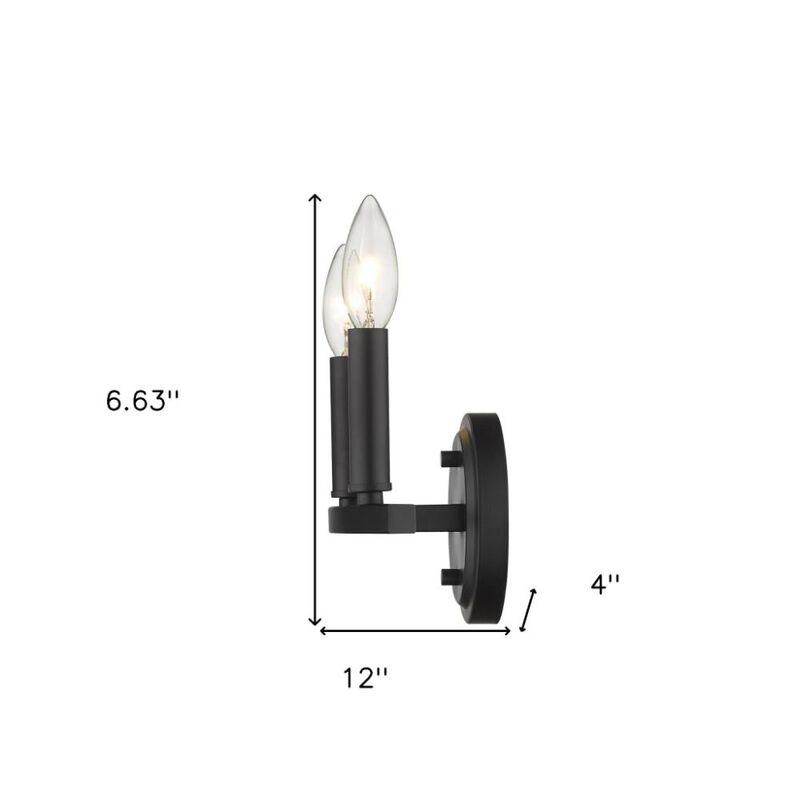 Hivvago Two Light Matte Black Wall Sconce