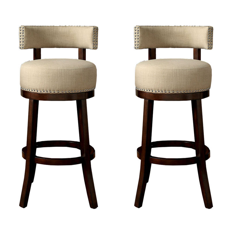 Lynsey Contemporary 24"Barstool With linen Cushion, Beige Finish, Set of 2