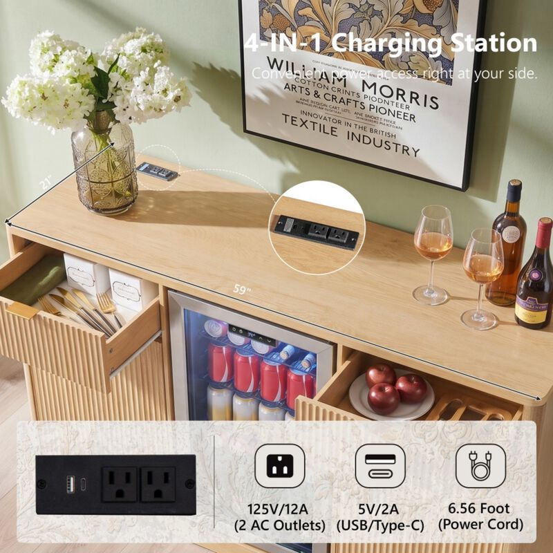 Cekfal Mini Fridge Wine Bar Sideboard Cabinet image number 3