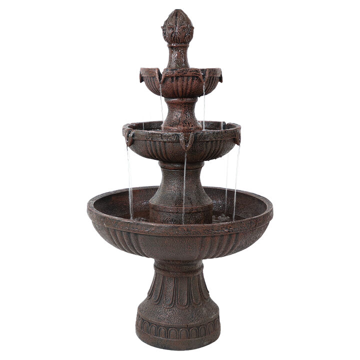 Sunnydaze Flower Blossom Resin Outdoor 3-Tier Fountain