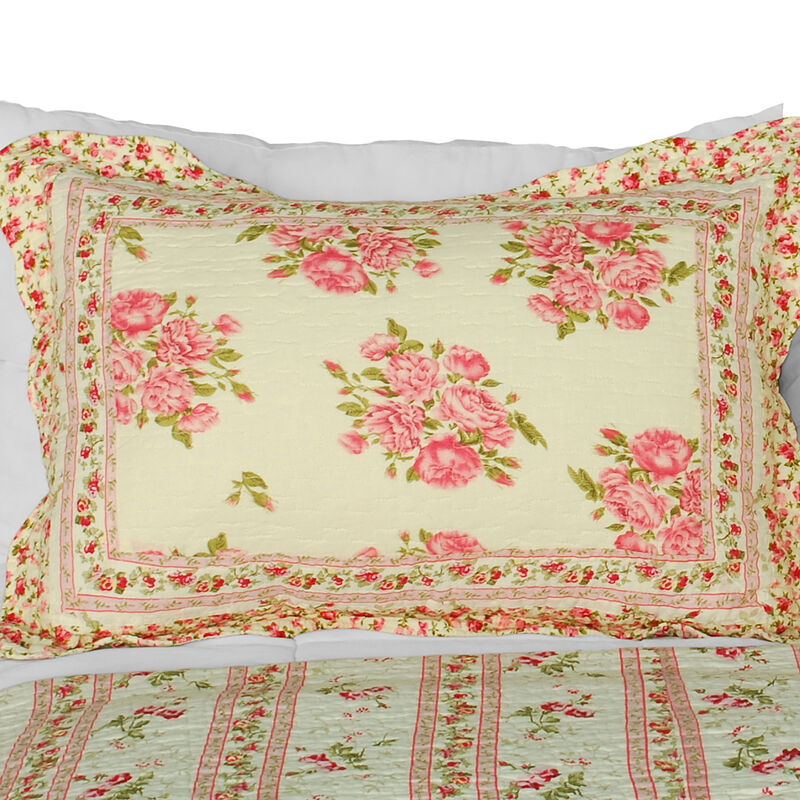 Foliflora 3PC Cotton Quilt Set Queen Vermicelli Quilted Printed Bedding image number 4