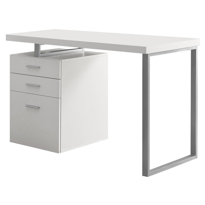 Monarch Specialties Computer Desk, Home Office, Laptop, Left, Right Set-Up, Storage Drawers, 48"L, Work, Metal, Laminate, White, Grey, Contemporary, Modern