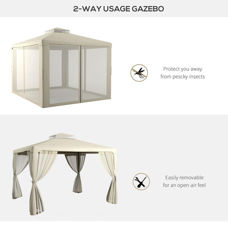 Hivvago 9.6' x 11.6' Garden Gazebo with Double Roof image number 3