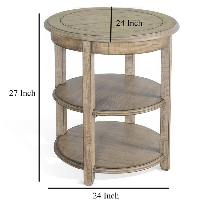 Rena Side End Table, 2 Shelves, 24 Inch Plank Light Brown Mahogany image number 4