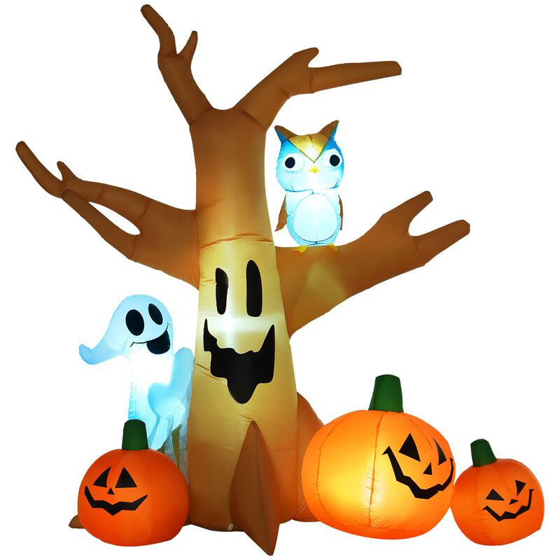 7.5ft Lighted Halloween Inflatable Haunted Tree with Owl Ghost and Pumpkins Waterproof Yard Decoration image number 0
