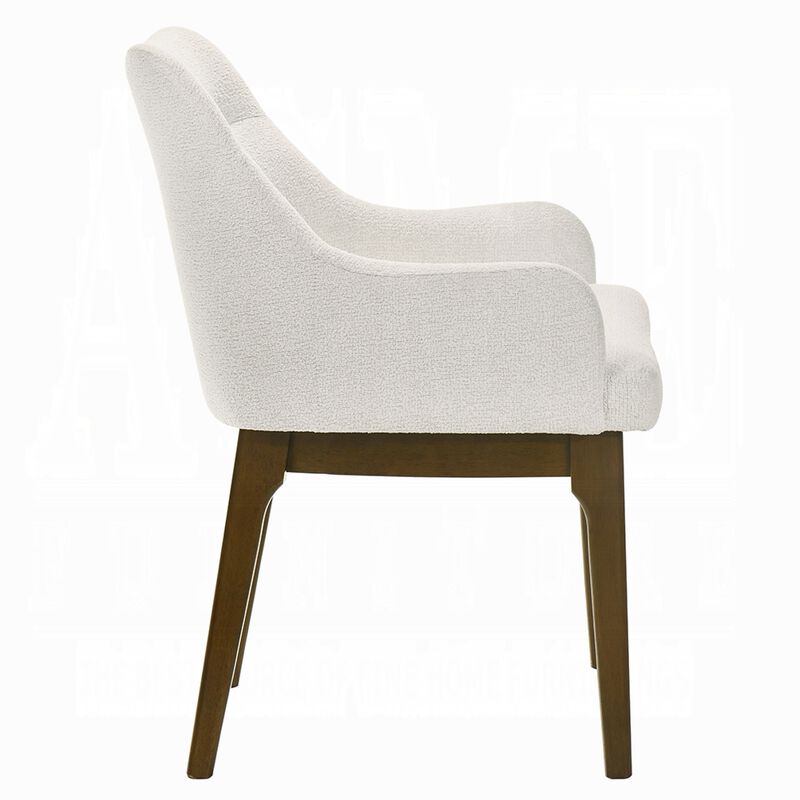 Pery Dining Side Chair Set of 2, White Chenille, Angled Oak Brown Legs image number 3