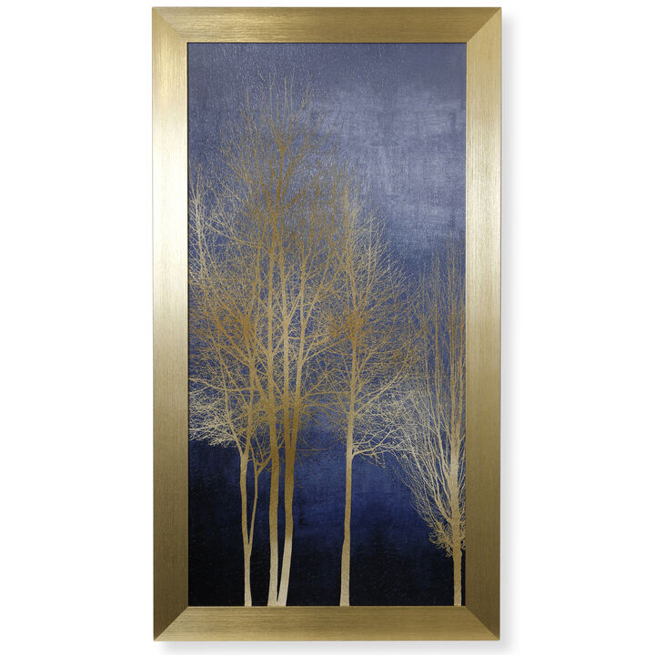 Gold Trees On Blue Panel II
