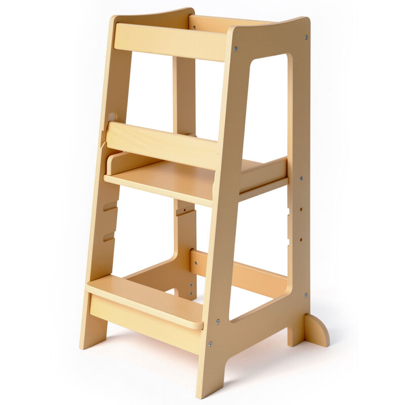 Stepup Baby&reg; Adjustable Toddler Tower - Varnished Wooden Step Stool for Kids | Toddler Standing Tower with Child-safe Chopper & Chopping Board for 18M-4Y image number 0