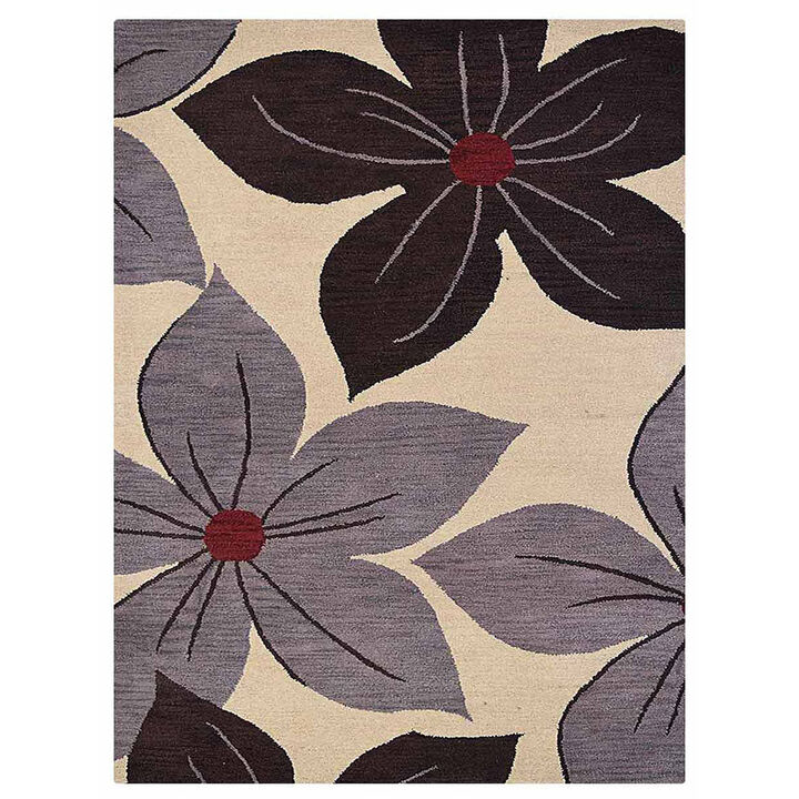 RUGSOTIC CARPETS HAND TUFTED WOOL ECO-FRIENDLY AREA RUGS  - Rectangle Shape, Size, Floral Modern Design, High Pile Thick Handmade Anti Skid Area Rugs for Living Room, Bed Room (K00926)