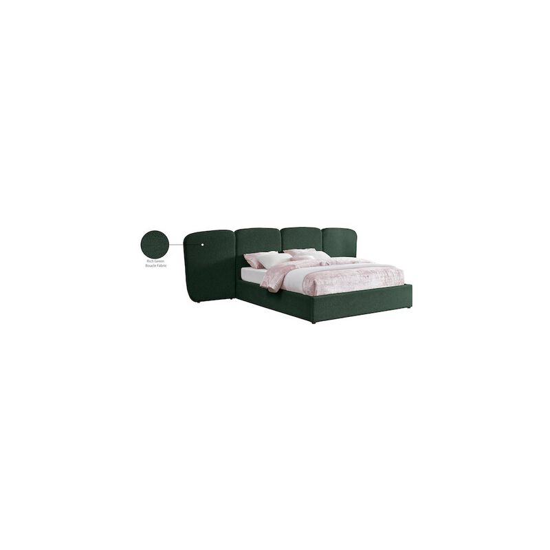 Meridian Furniture Shiloh Green Green Boucle Fabric King Bed