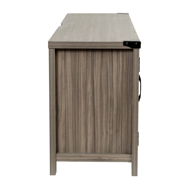 Flash Furniture Farmhouse Barn Door TV Stand-Gray Wash Oak for TV's up to 65 ines-59" image number 4