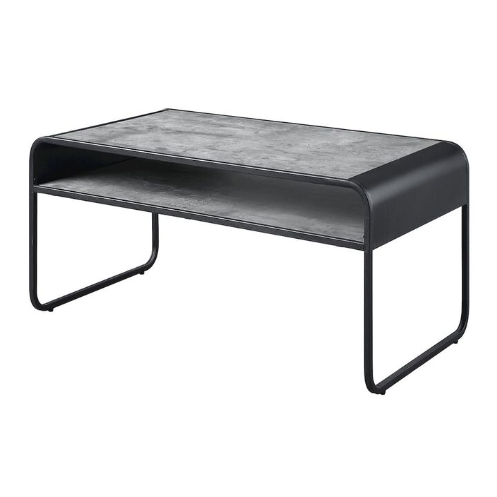 Plethoria Home Concrete Grey and Black 1-shelf Coffee Table