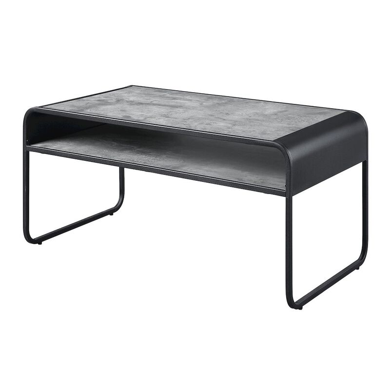 Plethoria Home Concrete Grey and Black 1-shelf Coffee Table