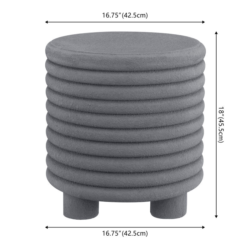 Evans 18" Minimalist Modern 3-Legged Drum Indoor/Outdoor Accent Table, Gray Frosted