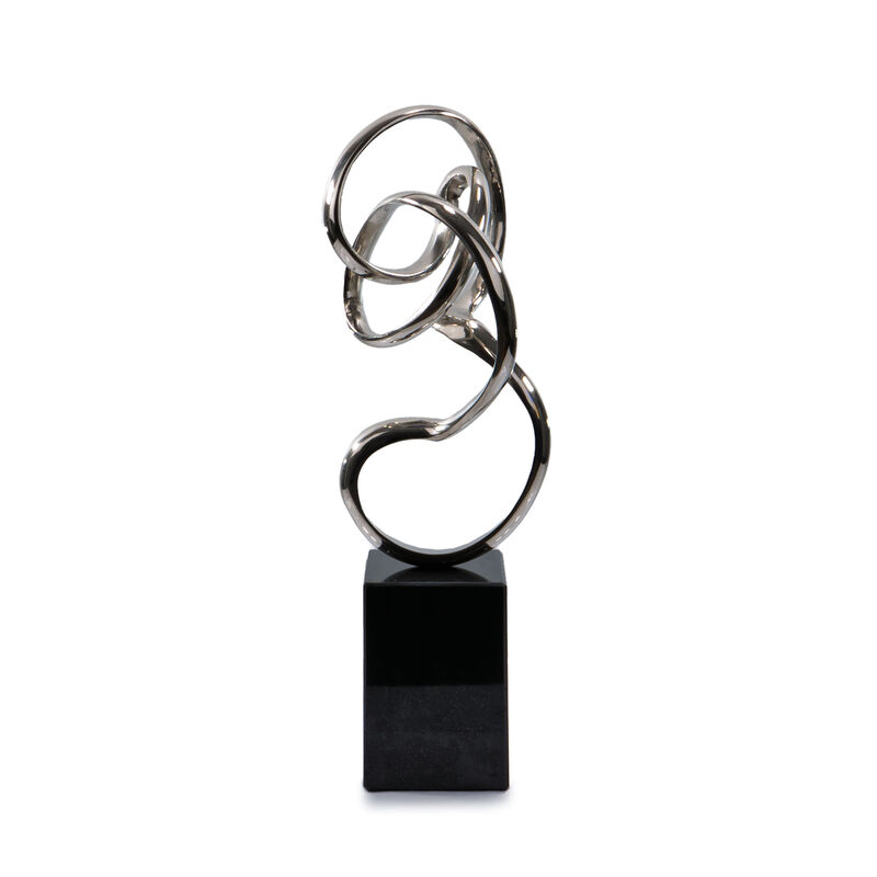 HomeRoots 20" Silver And Black Aluminum And Marble Modern Abstract Tabletop Sculpture image number 0