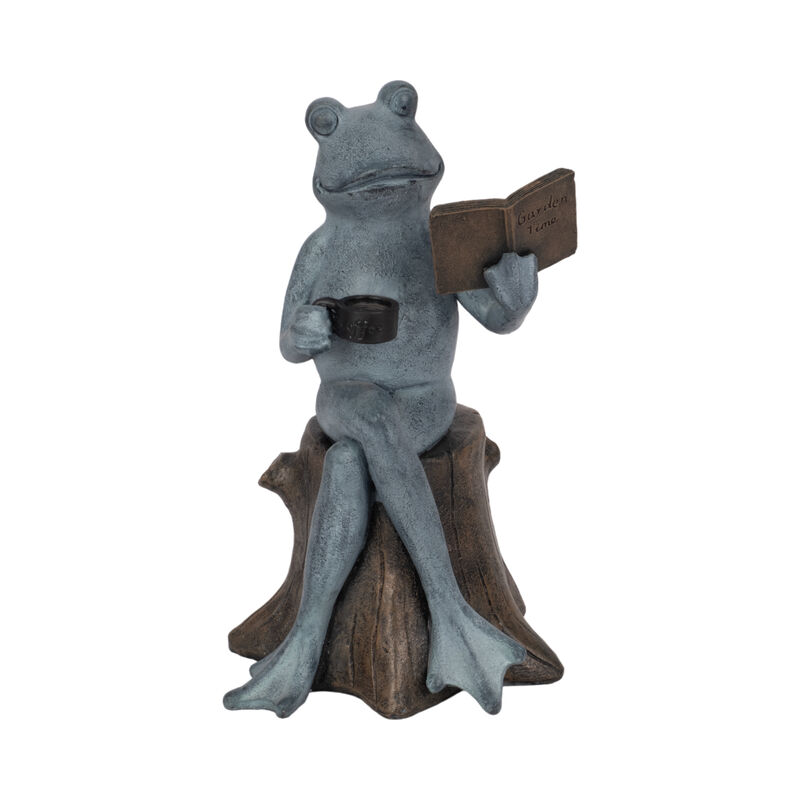 Frog On Stump W/ Book & Coffee image number 0