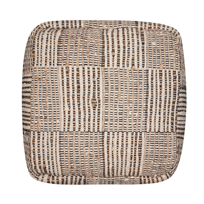 Cotton Cube Geometric Pouf Ottoman for Living Room or Bedroom Seating