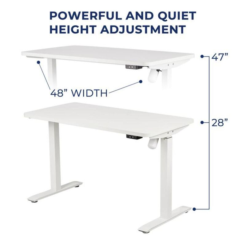 Whole Piece Electric Standing Desk, 48 x 24 Inches Height Adjustable Desk, Sit Stand Desk Home Office Desks - White
