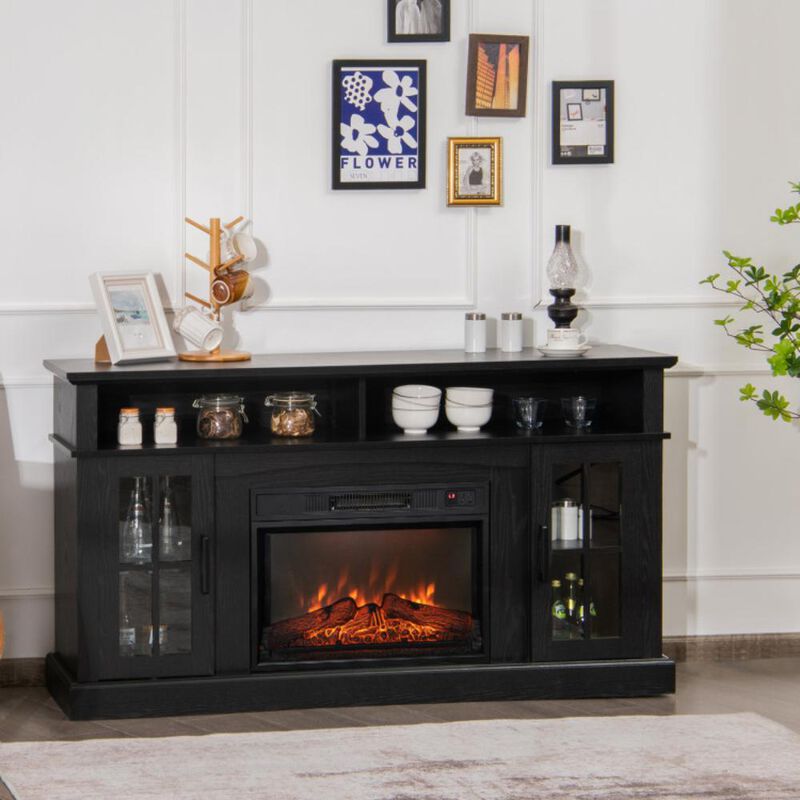 Hivvago Fireplace TV Stand for TVs Up to 65 Inch with Side Cabinets and Remote Control