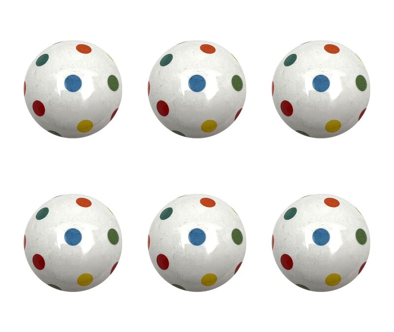 HomeRoots Set of Six Blue Green Off White And Red Polka Dots Ceramic Drawer Pull Knobs image number 2