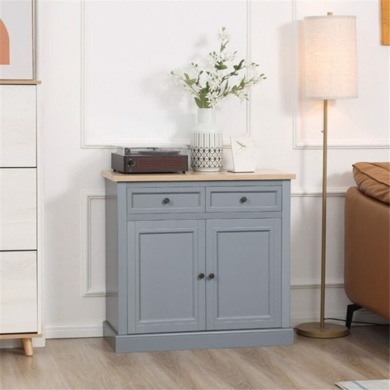Freestanding Kitchen Cabinet with Doors and Adjustable Shelves image number 3