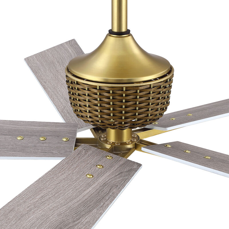 52" Modern Soft Brass 5-Blade Reversible Ceiling Fan with Remote, No Light image number 7