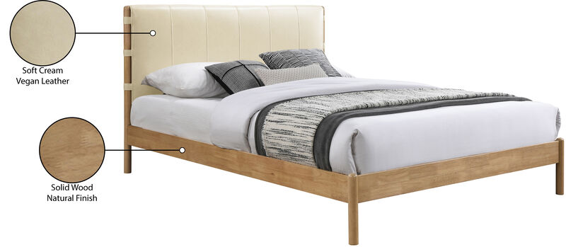 Meridian Furniture Asher Cream Vegan Leather King Bed