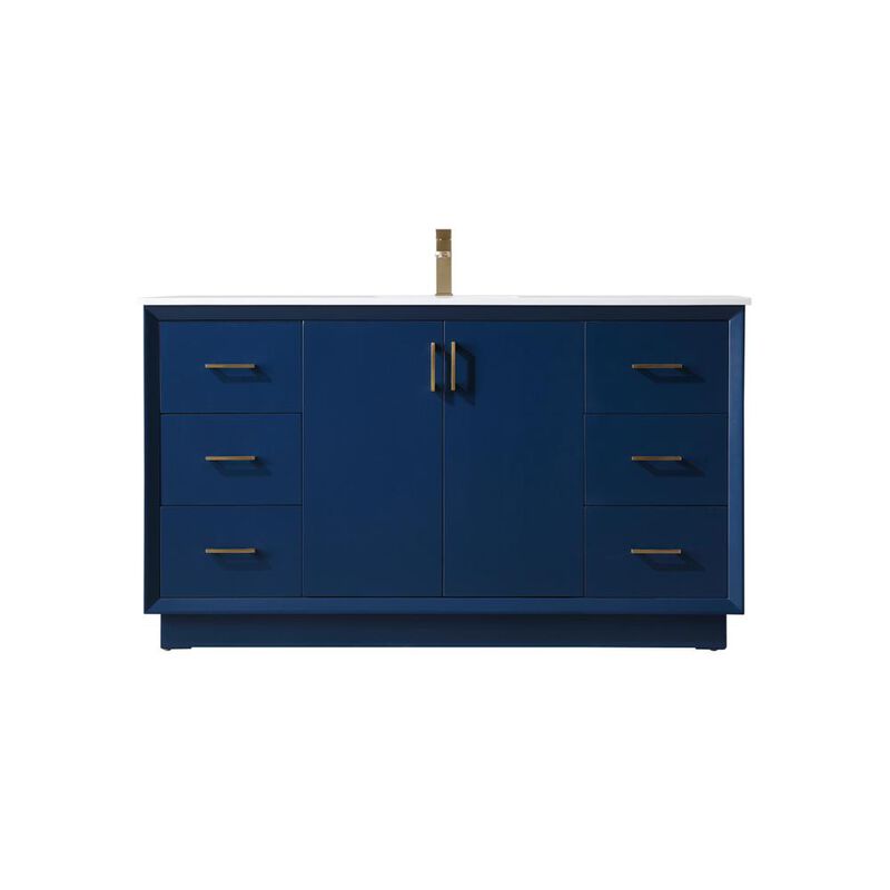 Elegant Kitchen and Bath 60 Inch SIngle Bathroom Vanity In Blue