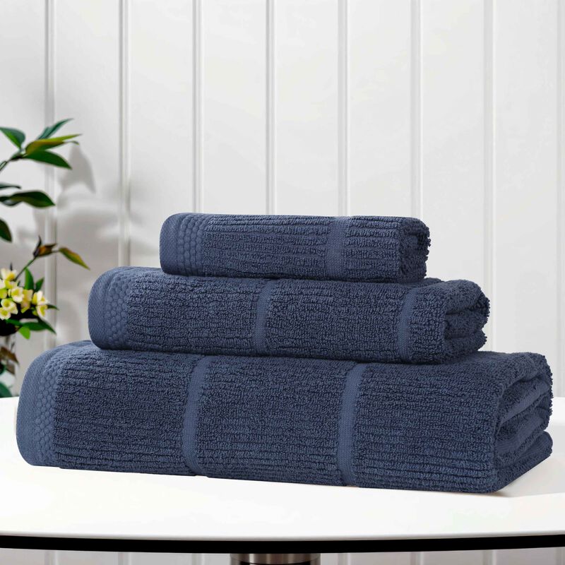 Solid Ribbed Viscose Cotton Blend Towel Set for Everyday Use image number 1