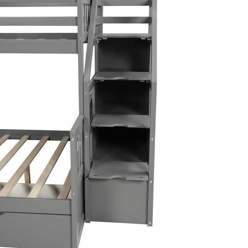Merax Twin over Full Bunk Bed with Drawers,Storage and Slide