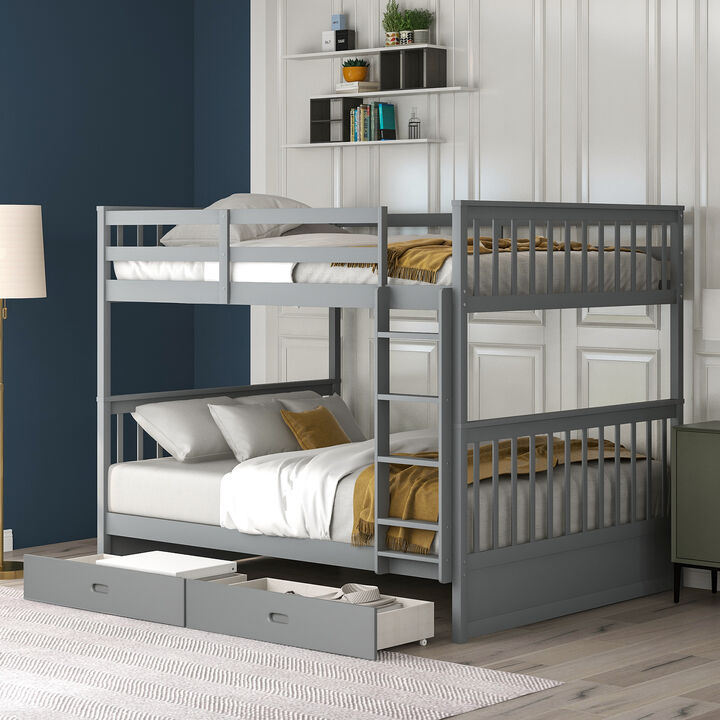 Merax Bunk Bed with Ladders and Two Storage Drawers