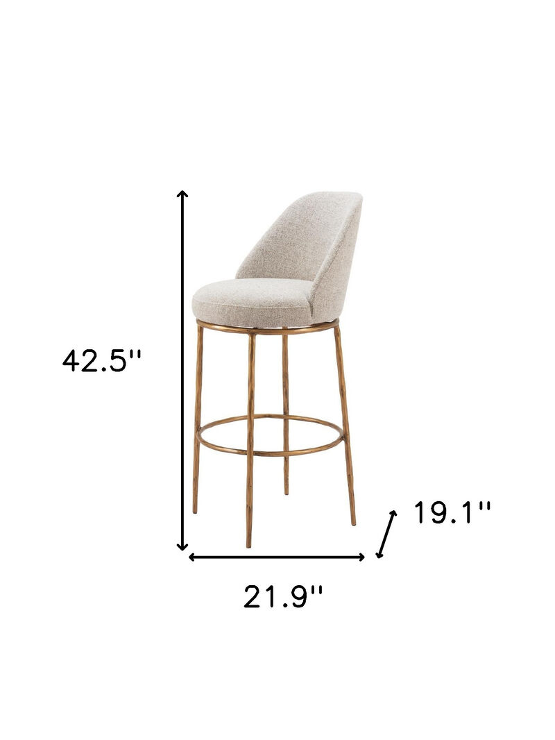 HomeRoots 32" Beige And Gold Fabric And Steel Bar Height Swivel Bar Chair image number 4