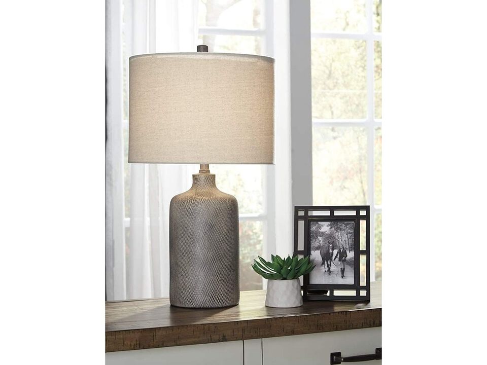 Modern 25" Ceramic Table Lamp Natural Stone Finish