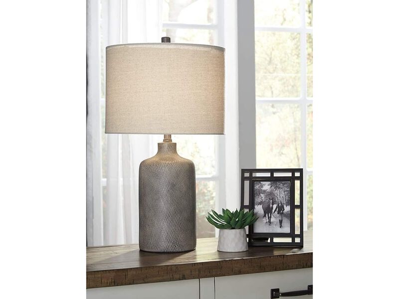 Modern 25" Ceramic Table Lamp Natural Stone Finish image number 1